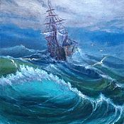 Картины и панно handmade. Livemaster - original item Oil Painting Storm Warning Painting sea ship on canvas. Handmade.