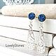 Earrings cobalt Blue Druse quartz earrings blue elegant long, Earrings, Yaroslavl,  Фото №1