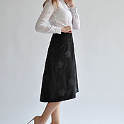 Одежда handmade. Livemaster - original item Skirt velvet Black Flowers with a cropped front. Handmade.