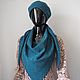 scarves: Knitted scarf made of tweed blue-green scarf tweed wool. Kerchiefs. Scarfland. My Livemaster. Фото №4