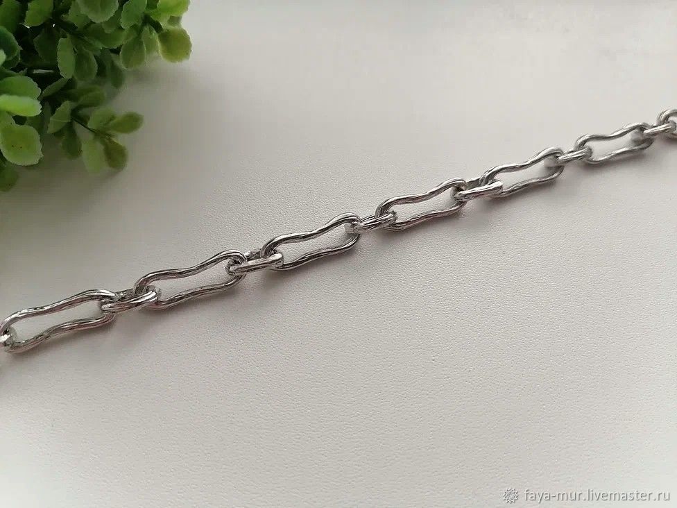 Корейская фурнитура: Цепь со звеньями 19*6 и 9*6 мм мм. Латунь, родий в ...