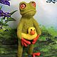 Kostya the Frog. The toy is made of wool, Felted Toy, Zelenograd,  Фото №1