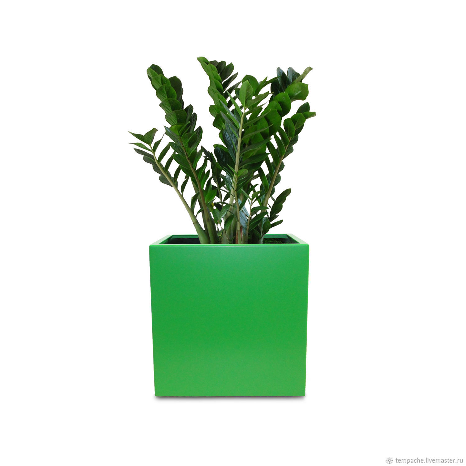 Кашпо напольное металлическое TEMPACHE 30х30х30 см, 27л, зеленое в ...