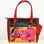 Сумки и аксессуары handmade. Livemaster - original item Paul Gauguin. Leather black handbag "Ta Matete (Market day)". Handmade.
