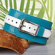 Украшения handmade. Livemaster - original item White Turquoise Leather Wristband, Slim Leather Bracelet. Handmade.