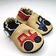 Blue Car Baby Shoes - Beige Baby Shoe - Red Car - Baby Moccasins, Footwear for childrens, Kharkiv,  Фото №1