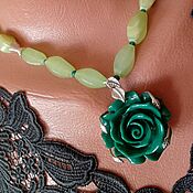 Украшения handmade. Livemaster - original item Jewelry set: Onyx Necklace ROSE Pendant Earrings. Handmade.