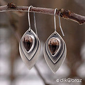 Украшения handmade. Livemaster - original item Silver leaf earrings with smoky quartz rauchtopaz. Handmade.