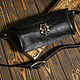 Черная поясная сумочка из натуральной кожи. Поясная сумка. Creative Leather Workshop. Ярмарка Мастеров.  Фото №5