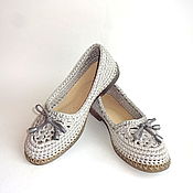 Обувь ручной работы handmade. Livemaster - original item Helen knitted ballet flats, grey cotton. Handmade.