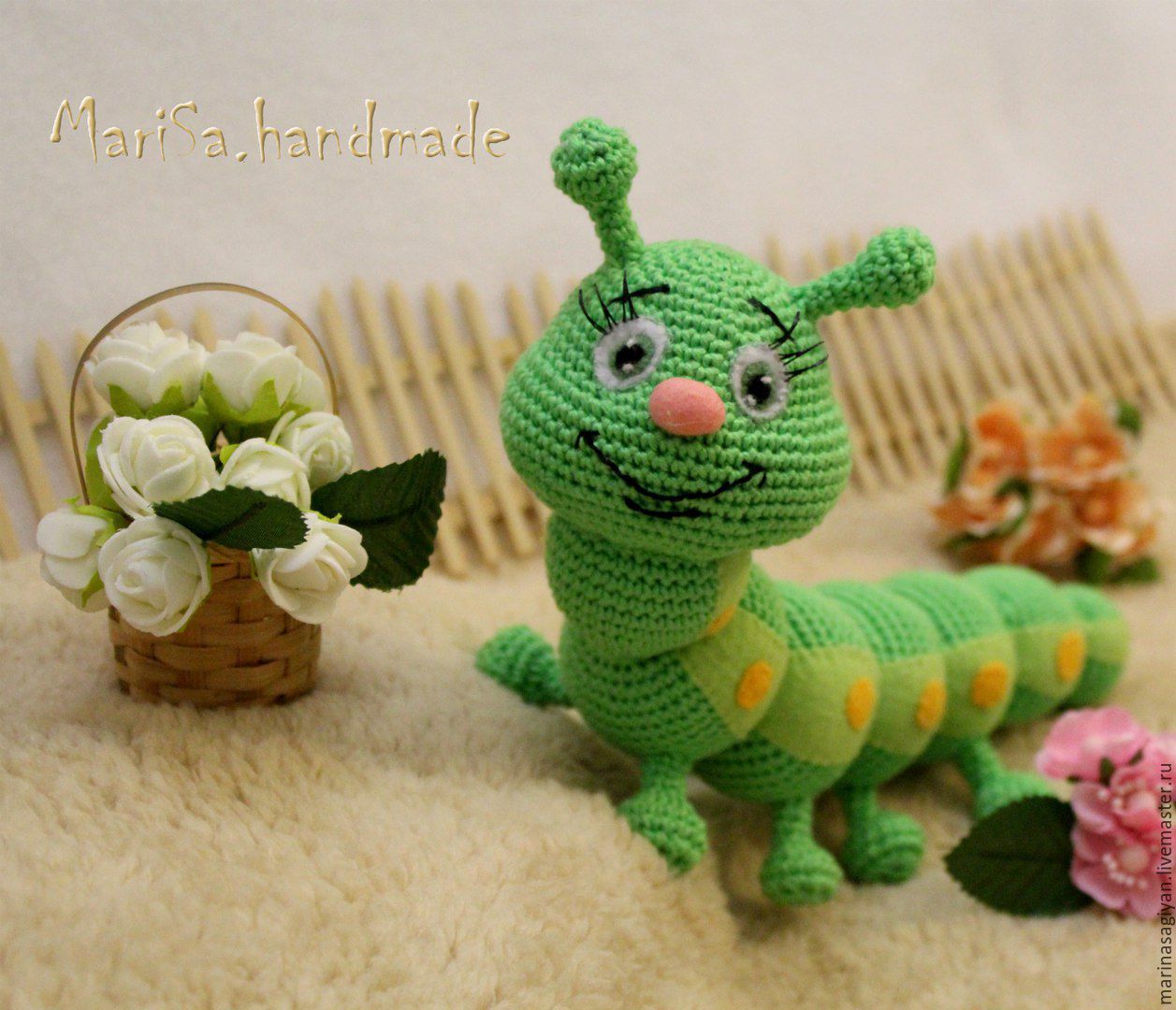 Funny caterpillar with eyelashes, Stuffed Toys, Moscow,  Фото №1