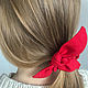Fabric volume elastic band for hair Molinia (red, scarlet), Scrunchy, Kaliningrad,  Фото №1