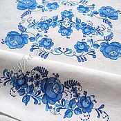 Платки: Льняной платок на шею с вышивкой Перышко