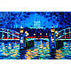 Saint Petersburg painting night city cityscape bridge, Pictures, St. Petersburg,  Фото №1