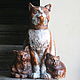 Скульптура для дома и сада "Кошка с котятами". Статуэтки. anastasiya (tan585-). Интернет-магазин Ярмарка Мастеров.  Фото №2