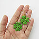Earrings Lucky Clover Four-leaf Green Stud Earrings. Earrings. Bionika - Polymer Clay Jewelry (Bionika). My Livemaster. Фото №5