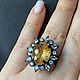 Яркое кольцо с резным цитрином 17ct «Одуванчик». Кольца. GoldenFlower. Ярмарка Мастеров.  Фото №4