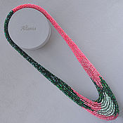 Украшения handmade. Livemaster - original item Fuchsia and emerald-long beaded necklace. Handmade.