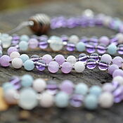 Фен-шуй и эзотерика handmade. Livemaster - original item Mala rosary made of amethyst and beryl, lilac rosary with a Ji wave bead. Handmade.