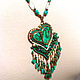 Bright decoration large green necklace(pendant) Heart chrysoprase, beads. Necklace. ssowl. My Livemaster. Фото №6