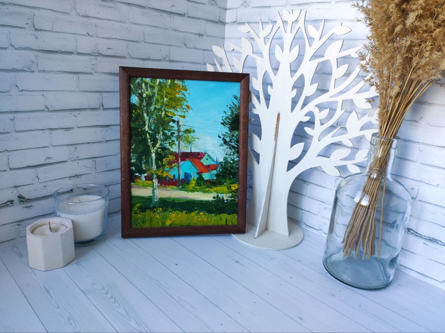 Картина маслом, летний пейзаж, домик в деревне у бабушки в интернет ...