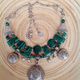 Necklaces, ethnic beads made of malachite in the Oriental style Peacock stone. Unusual decoration. An original gift for a stylish , extraordinary women and girls.