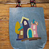 Сумки и аксессуары handmade. Livemaster - original item Bag - shopper  "Funny Violet houses". Handmade.