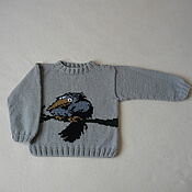 Одежда детская handmade. Livemaster - original item Sweaters and jumpers: children`s gray jumper with crow. Handmade.