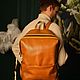 Leather backpack 'Argentum' (ochre). Backpacks. Russian leather Guild. My Livemaster. Фото №4