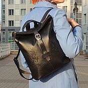 Сумки и аксессуары handmade. Livemaster - original item Backpacks: Backpack Bag Black Women`s Leather Gemma Mod. Sr34t-712. Handmade.