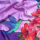 Silk satin Batik scarf 'Hummingbird' Lilac. Shawls1. Silk Batik Watercolor ..VikoBatik... Online shopping on My Livemaster.  Фото №2