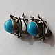 Turquoise, melchior, 80's. Vintage earrings. proshlyj-vek. Online shopping on My Livemaster.  Фото №2