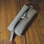 Сумки и аксессуары handmade. Livemaster - original item Grey leather zipper housekeeper. Handmade.