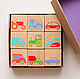 cube; wooden cubes; handmade wooden play cubes; wooden blocks; kids room decor; natural wooden toys; cube game; bright colors; red; orange; turquoise; green; purple; cars; numbers; wood; game