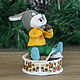 Cotton Christmas tree collectible toy. Bunny with a box of gingerbread. Christmas decorations. DOLLiAN. Online shopping on My Livemaster.  Фото №2