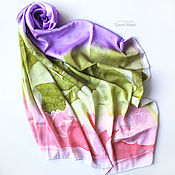 Блузка батик "Ванильное небо" ручная роспись по шелку