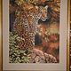 Вышитая крестиком картина ручной работы "Взгляд леопарда", Картины, Болгар,  Фото №1
