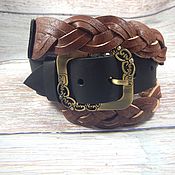 Аксессуары handmade. Livemaster - original item Women`s Leather Braided Belt with Buckle Braiding. Handmade.