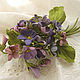 the decoration of leather,flowers bouquet of violets brooch hairpin made of leather,rose and violets,bracelet with violet, leather violet flowers,leather flowers decoration, brooch flower,a bouquet of
