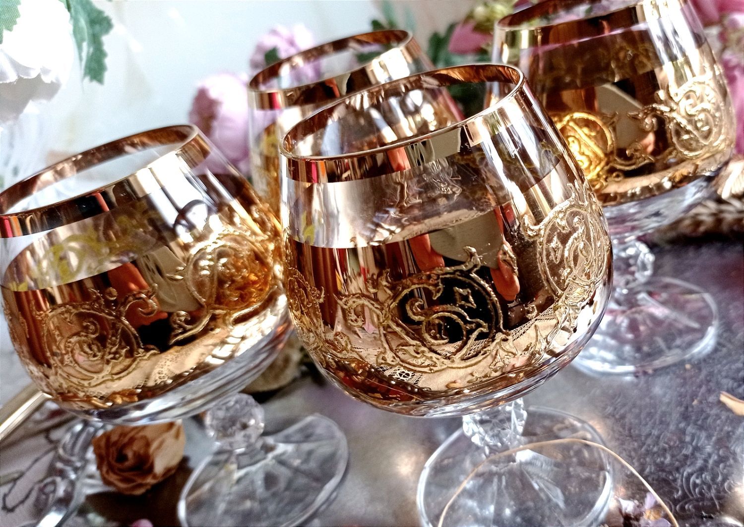 Винтаж: "Золотая роскошь".Бокалы для коньяка. Bohemia. ЧССР купить в ...