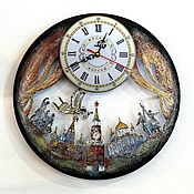 Картины и панно handmade. Livemaster - original item Clock Moscow unusual wall clock handmade Russian souvenir. Handmade.