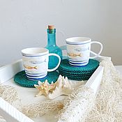 Для дома и интерьера handmade. Livemaster - original item Knitted jute napkins for mugs set. Handmade.