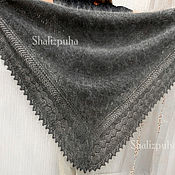 Hand-knitted white downy shawl, 91