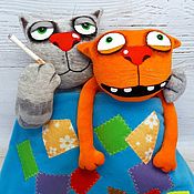 Куклы и игрушки handmade. Livemaster - original item BREAK. Soft toy gray cat and cat under the blanket by Vasya Lozhkin. Handmade.
