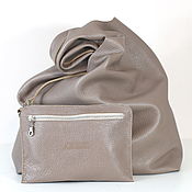 Сумки и аксессуары handmade. Livemaster - original item Bag Bag with a cosmetic bag made of genuine leather - Bag String Bag T-shirt. Handmade.