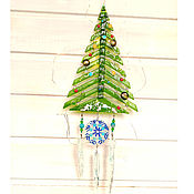 Для дома и интерьера handmade. Livemaster - original item Pendants: glass decor - Christmas tree with icicles and snowflake, New Year. Handmade.