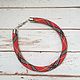 The wiring is beaded in the style of 'Burberry' in the red, Necklace, Abakan,  Фото №1