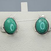 Украшения handmade. Livemaster - original item Silver earrings with natural turquoise 16h12mm. Handmade.