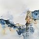 Cityscape watercolor Paris Silhouettes (blue beige Indigo). Pictures. Pastelena. Online shopping on My Livemaster.  Фото №2
