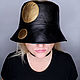 Leather panama hat black and gold, Panama, Pushkino,  Фото №1